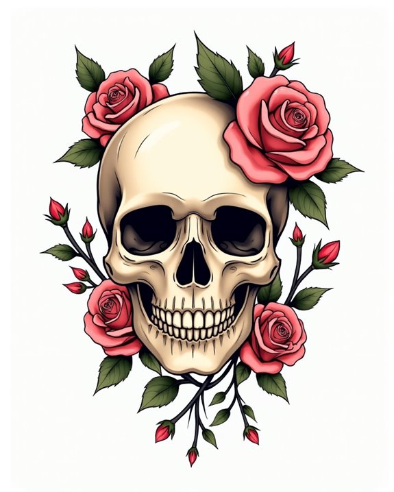 blossoming skull tattoo artistry