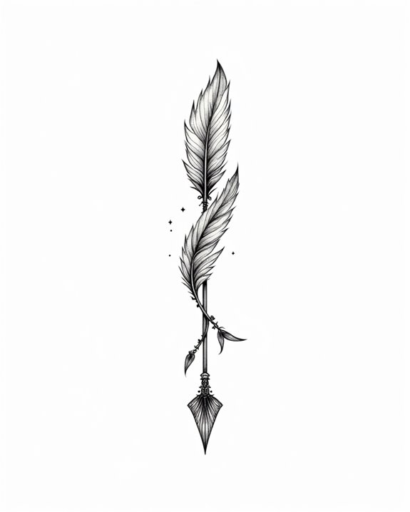 bohemian arrow feather tattoos