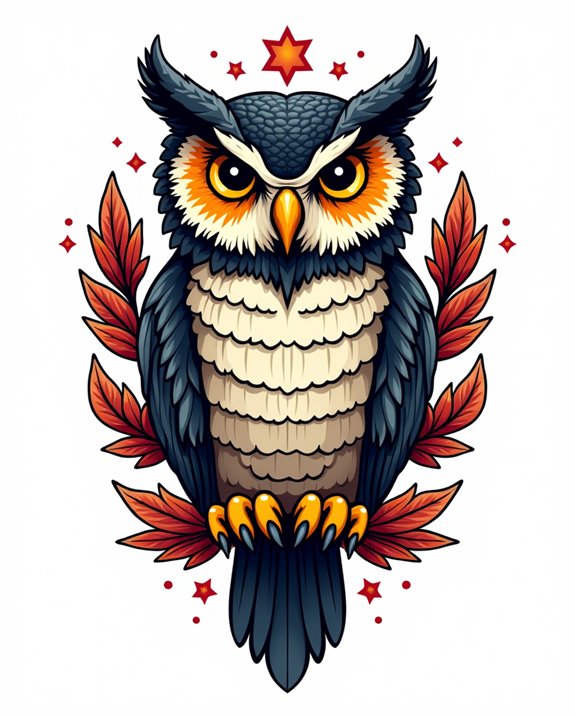 bold bright owl art