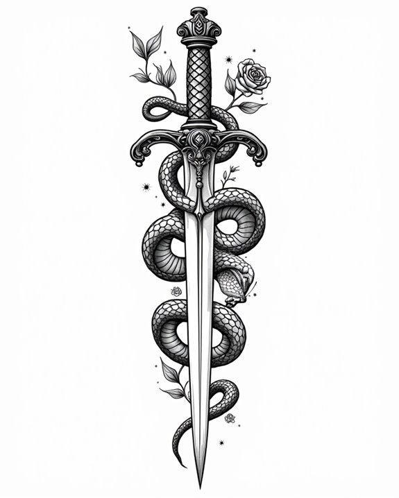 bold classic snake dagger symbolism