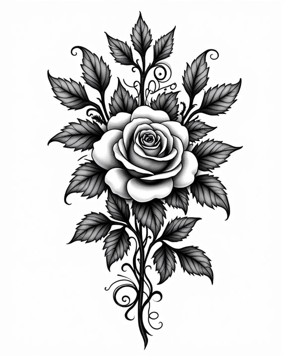 bold detailed black rose