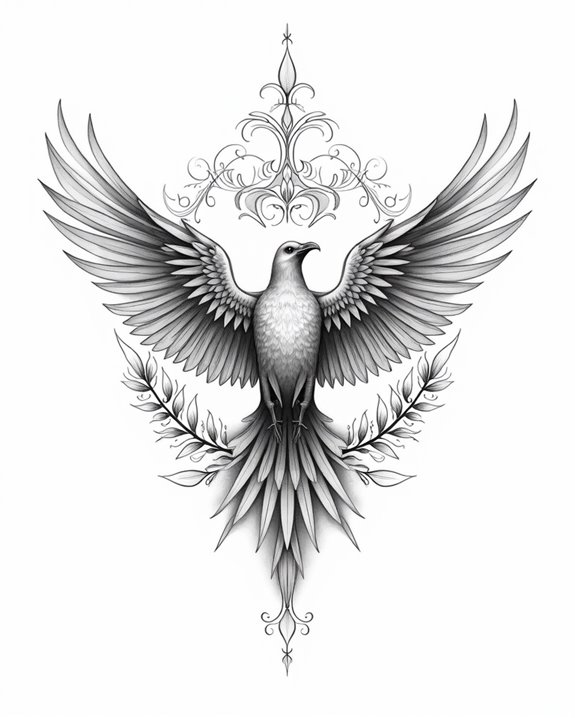 bold geometric bird tattoo