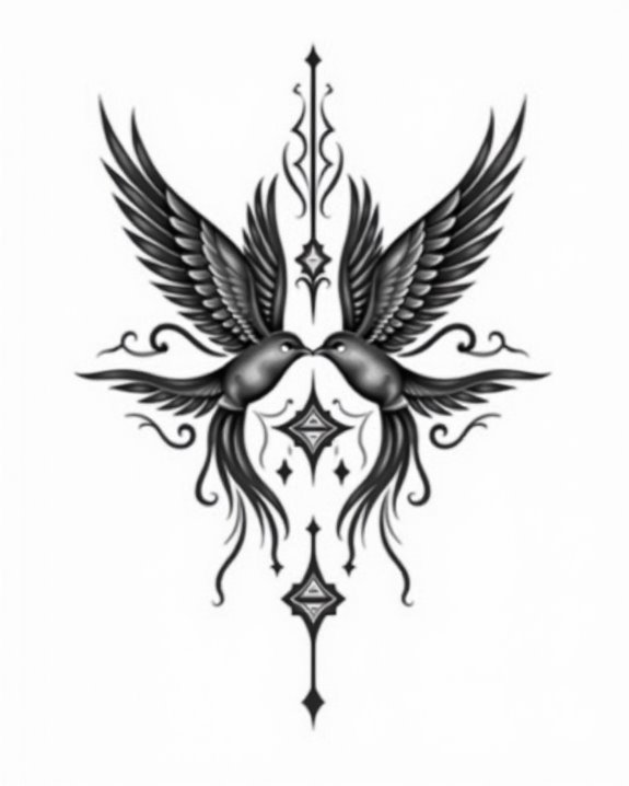 bold geometric swallow motifs