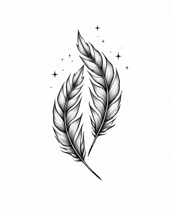 bold graphic feather tattoos