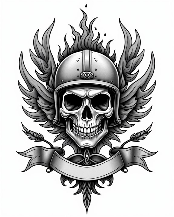 bold helmet tattoo art