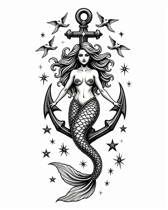 bold mermaid anchors symbolism