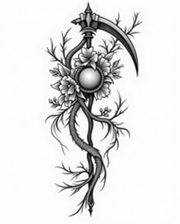 bold minimalist reaper tattoo