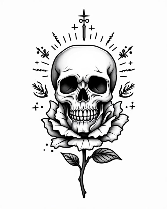 bold minimalist skullrose designs
