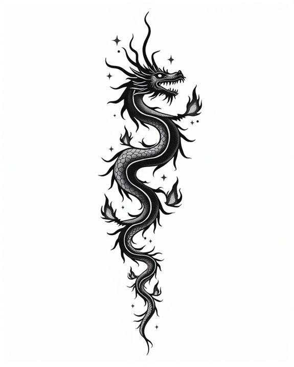 bold monochrome dragon design