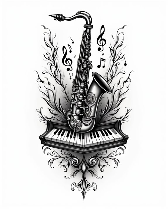 bold musical notes dominate tattooing