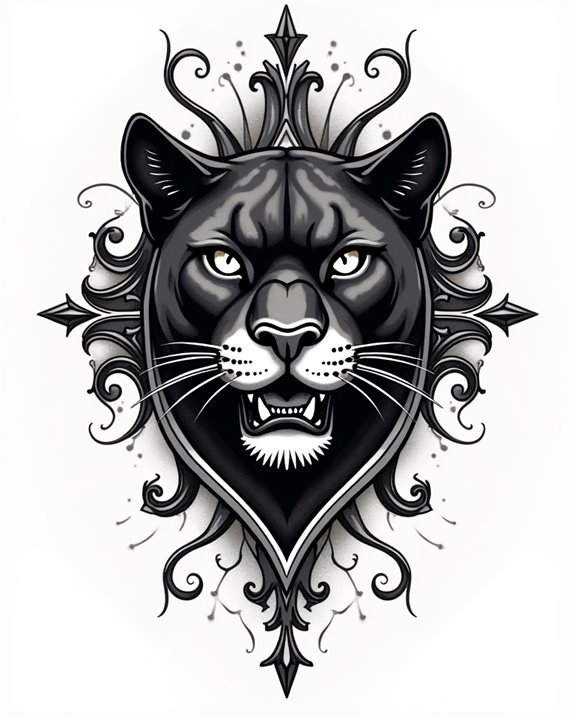 bold pinstriped panther tattoo