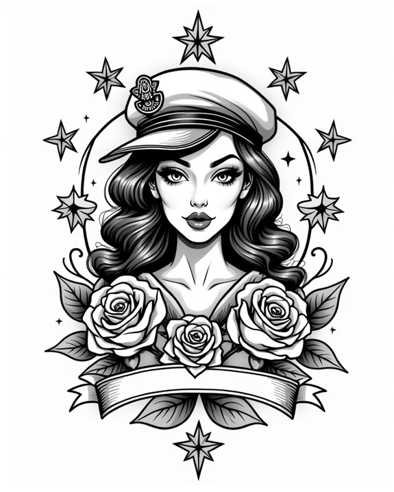 bold pinup with skulls
