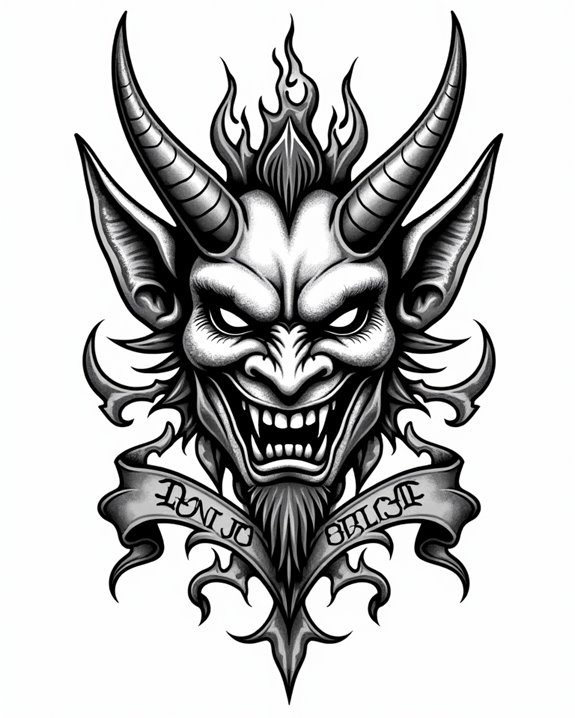 bold rebellious devil carving