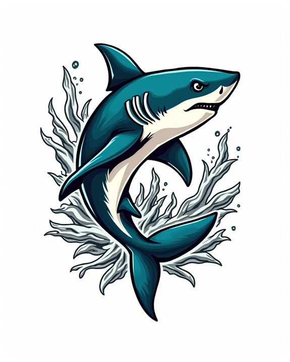 bold retro shark illustration