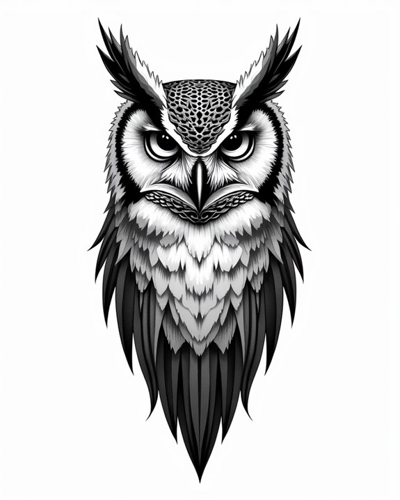 bold shaded owl tattoo