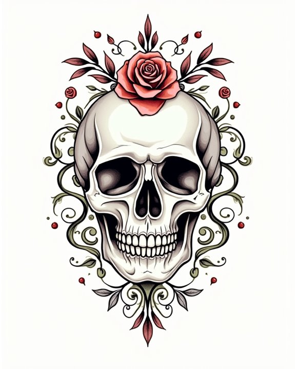 bold skull rose symbolism