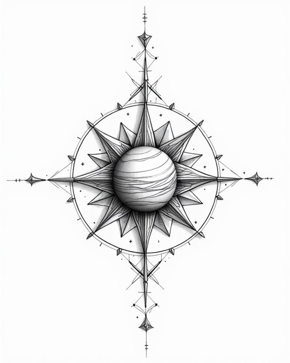 bold symmetrical cosmic tattoos