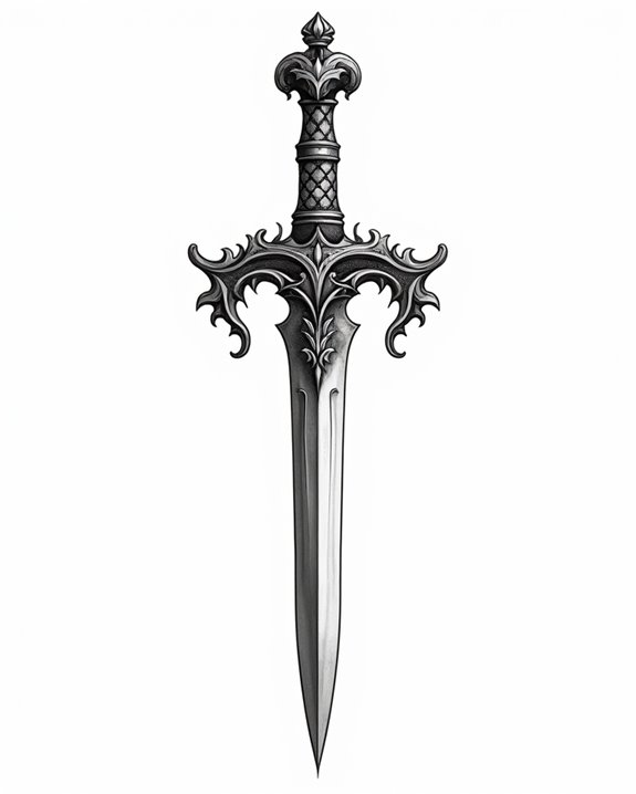 bold tribal dagger tattoo