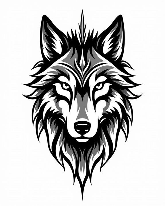 bold tribal wolf design