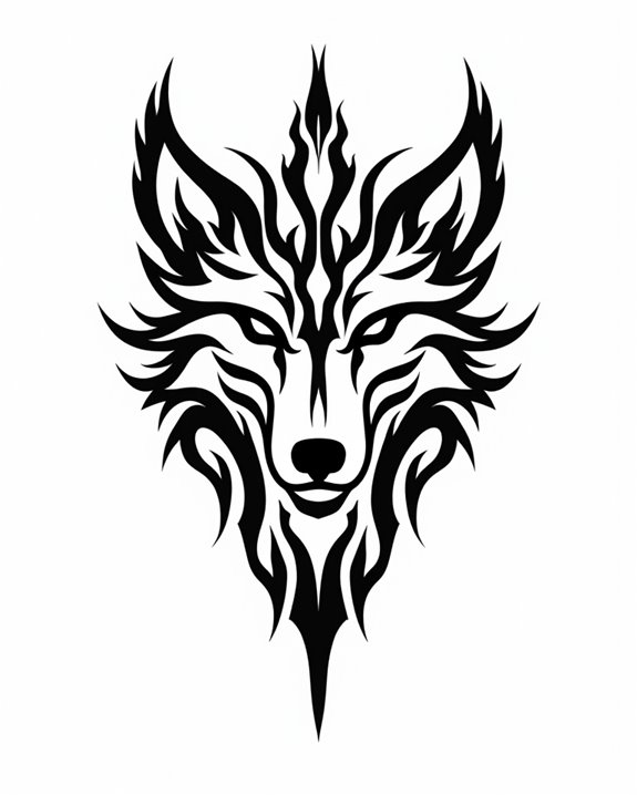 bold tribal wolf symbolism
