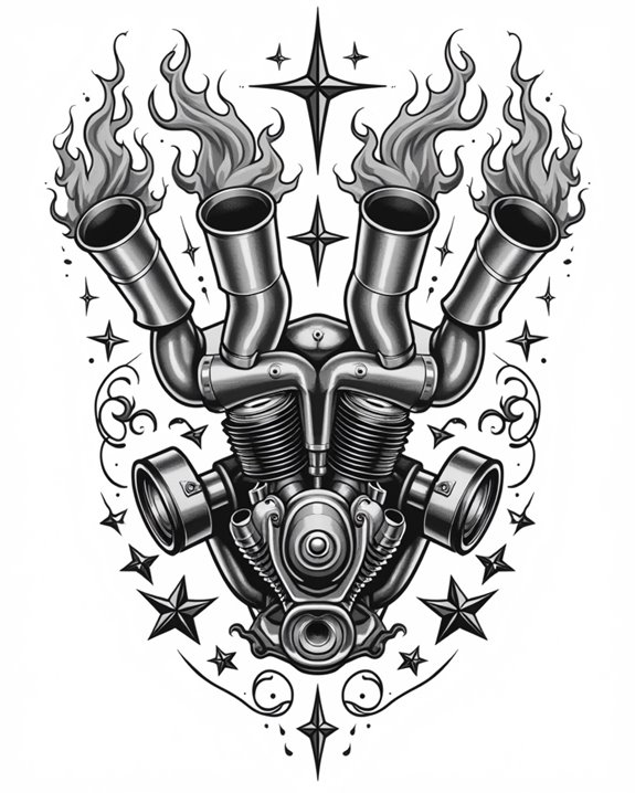 bold vintage engine imagery