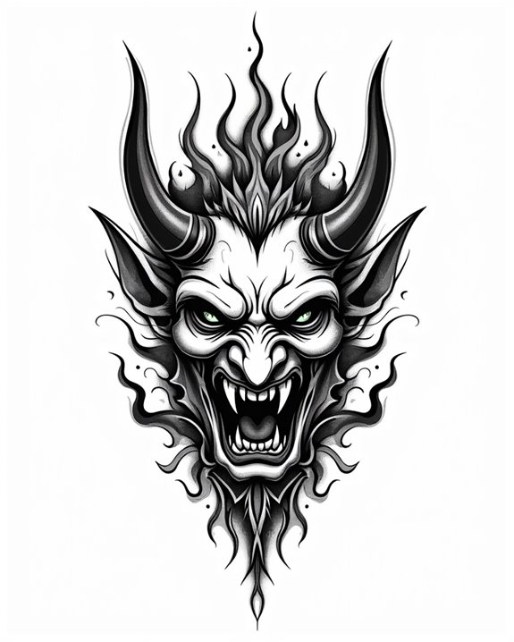 bold vintage hand poked devil