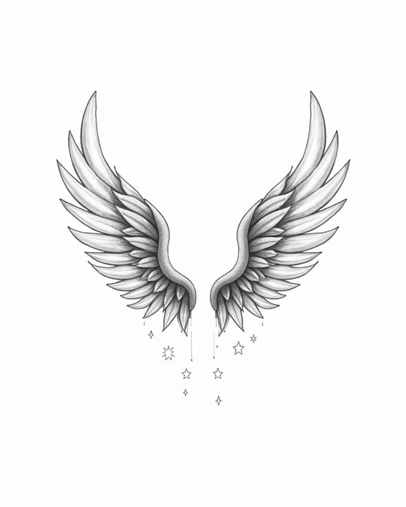 celestial angel wing tattoo