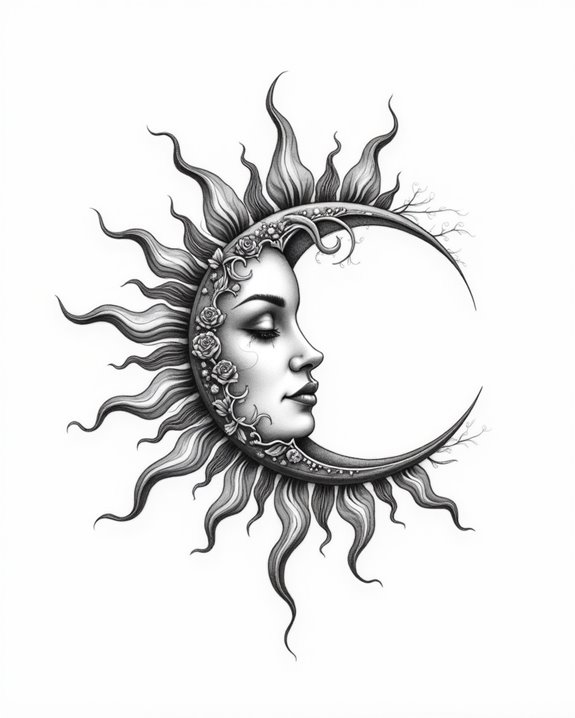 celestial botanical nature tattoos
