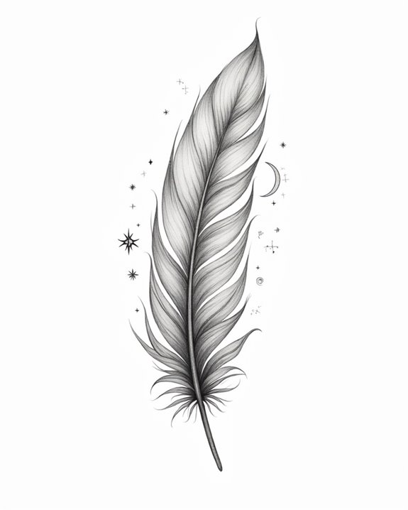 celestial feathers with stars