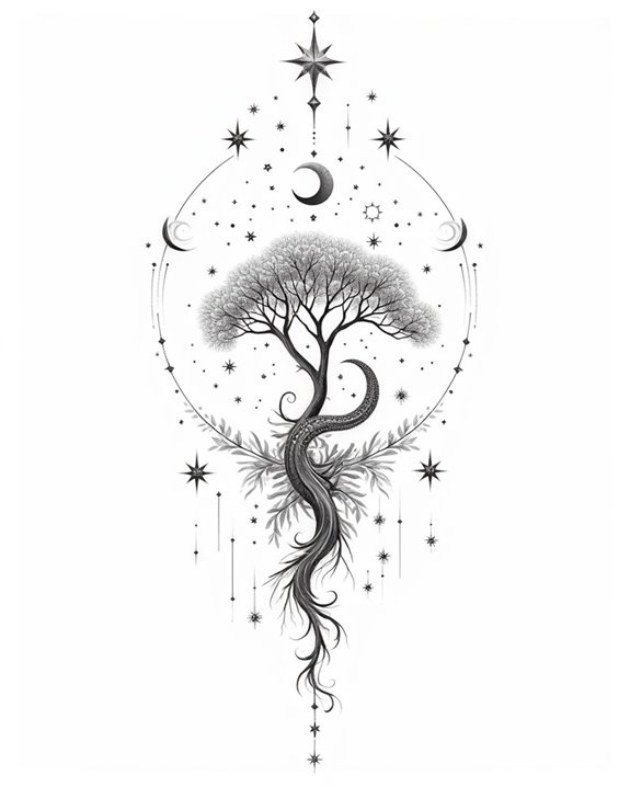 celestial forest night tapestry