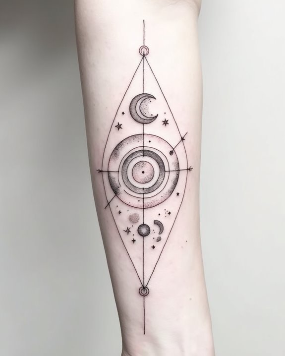 celestial minimalist arm tattoos