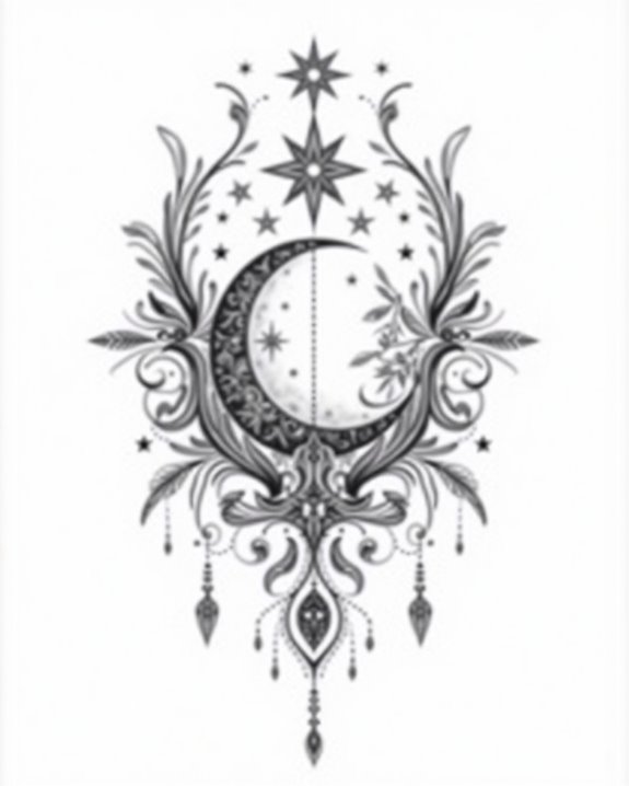 celestial moon and stars