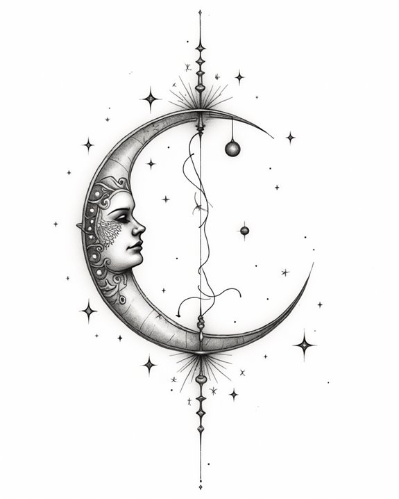 celestial moon and stars