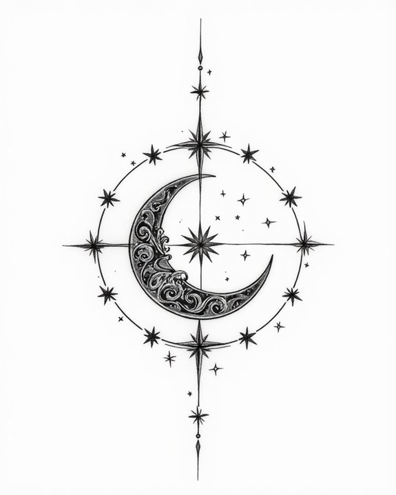 celestial moon and stars