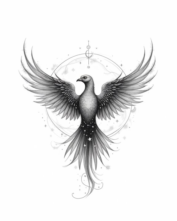 celestial rebirth with fiery colors