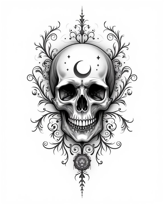 celestial skull tattoo designs
