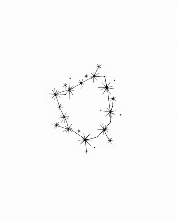 celestial symbols connectively inked