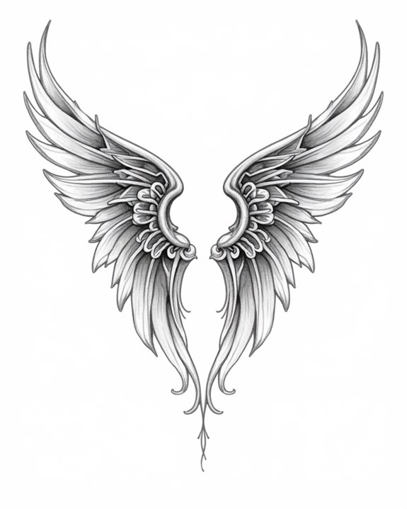 celestial wing filigree tattoo