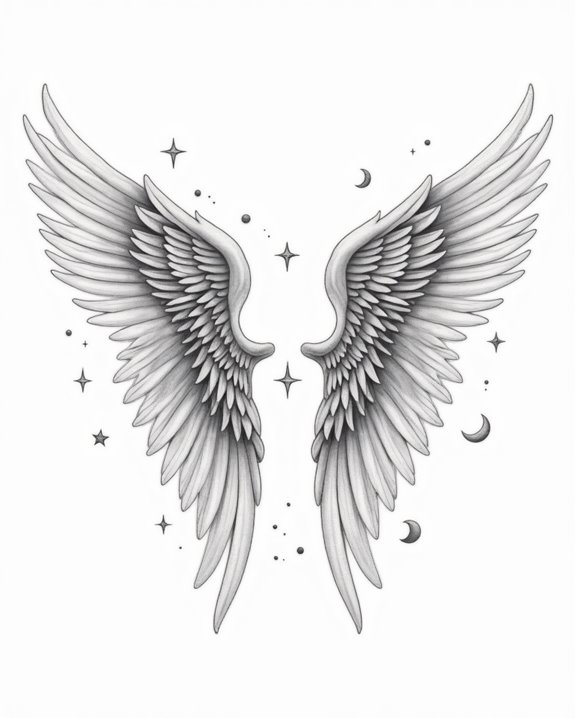 celestial wing tattoo design
