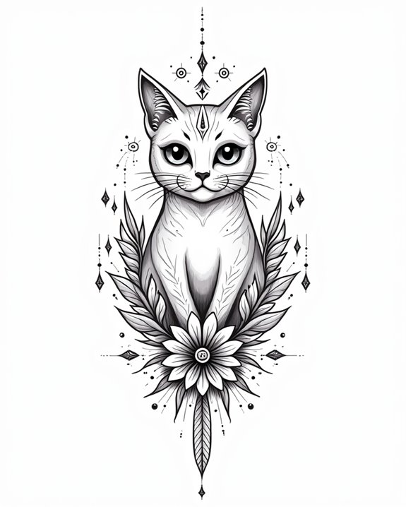 chic mystical feline tattoos
