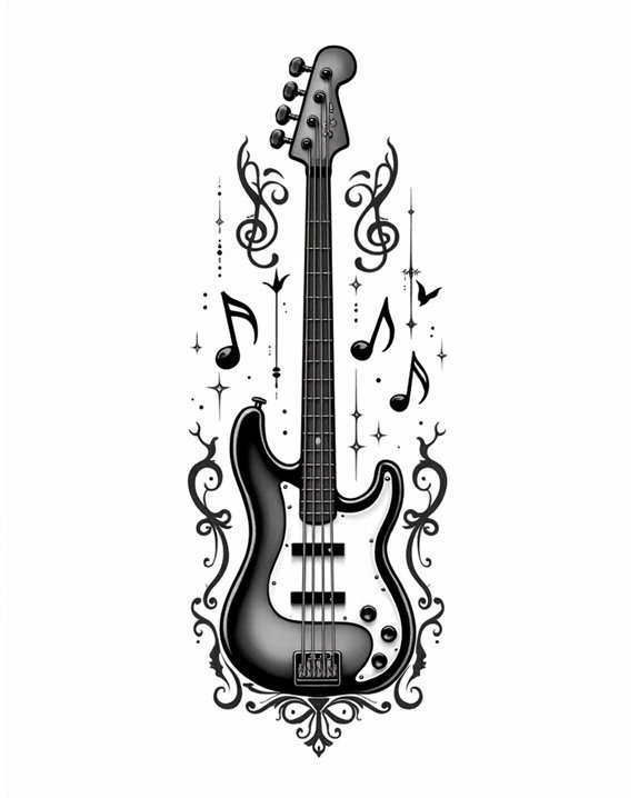 classic bass guitar ink