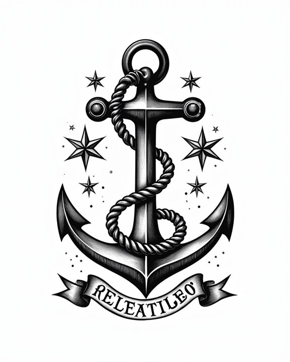 classic marine anchor tattoo
