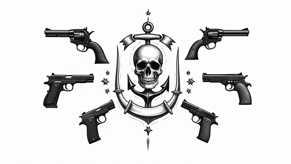 classic pistol tattoo designs