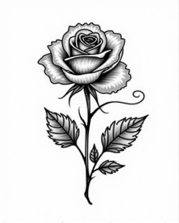 classic shaded floral tattoo