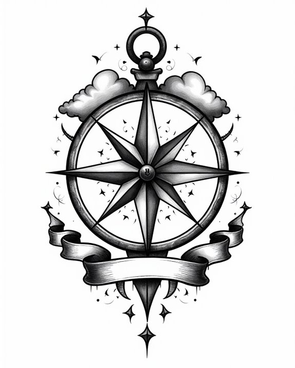 classic shadowed compass design