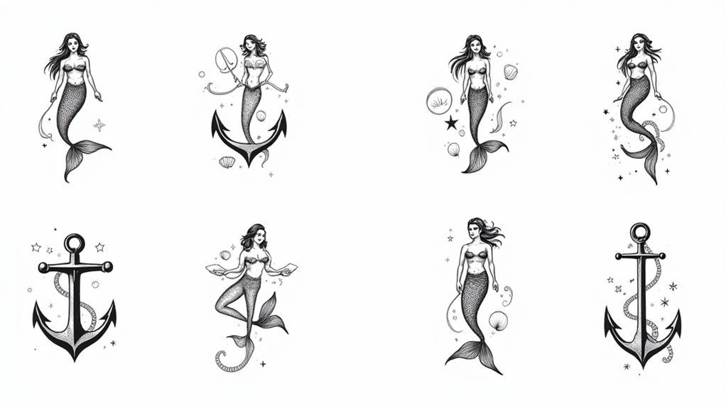 classic vintage mermaid tattoo designs