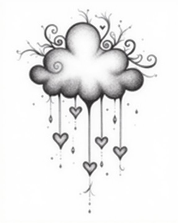 clouds rain love symbols