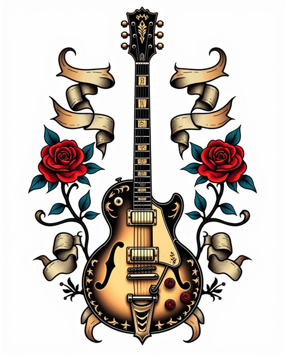 colorful cartoon guitar art