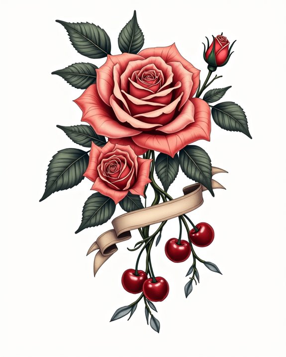 colorful floral fruit scene