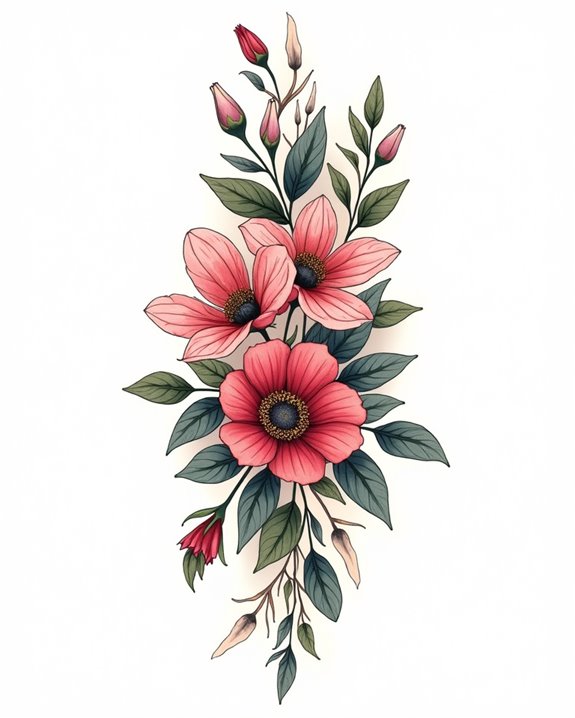 colorful floral tattoo designs